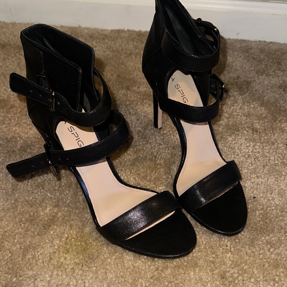 Via Spiga Black Strappy Heels